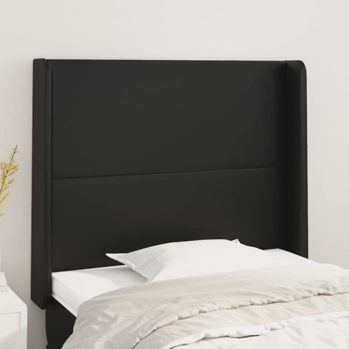 VidaXL Tête de lit avec oreilles Noir 93x16x118-128 cm Similicuir3119378
