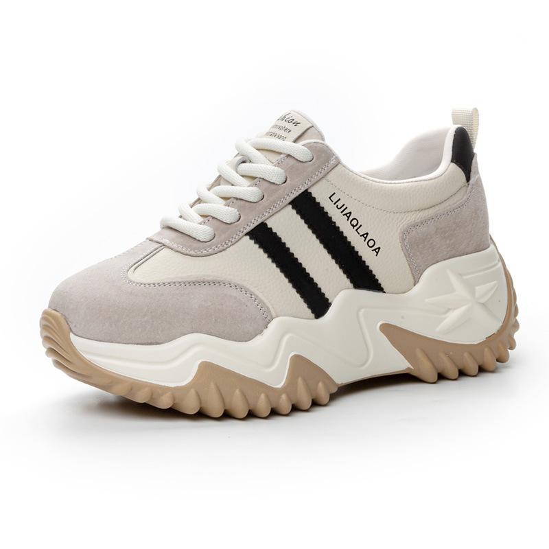 Dad Shoes Girl 2025 Autumn and Winter New Velvet Soft Leather Internet Celebrity Explosion Thick Sole Small Casual Sports Forrest Gump Shoes