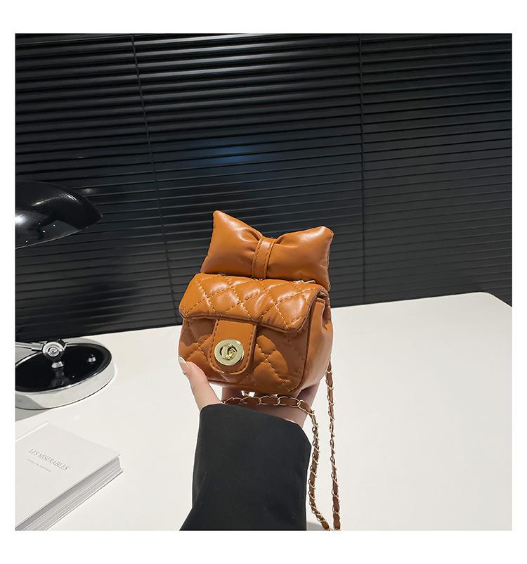 

New bow embroidery thread solid color diamond spring and summer tide diamond chain change crossbody shoulder women s bag коричневый