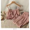 Casual Summer Solid Two Piece New Sets Women Sexy Flounce Tops + Loose High Waist Pants Female Chic Elegant Patchwork Party Beach Suits