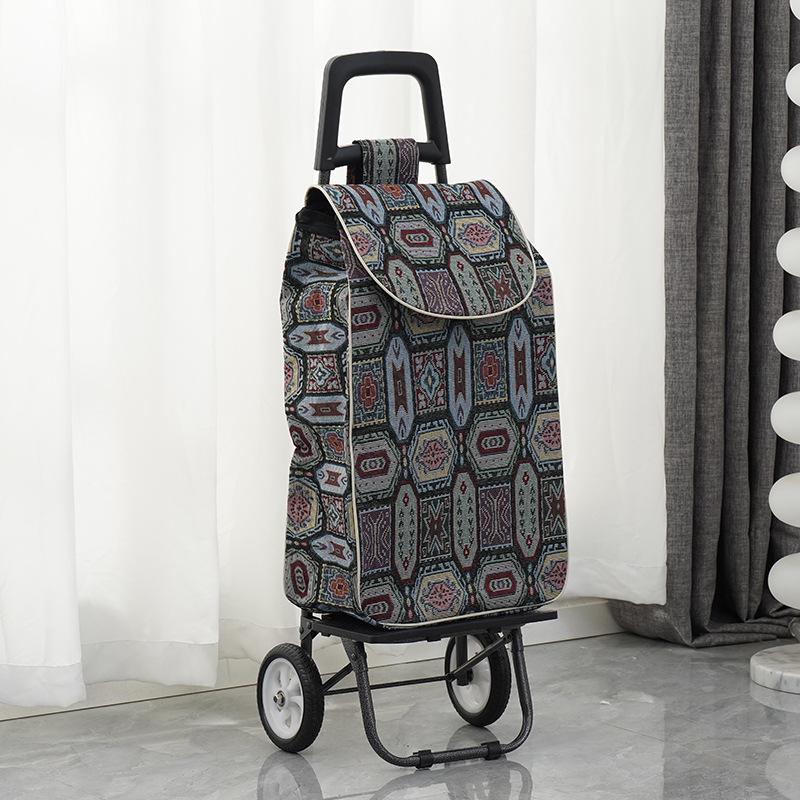 Foldable Ethnic-Style Shopping Cart for Groceries and Luggage