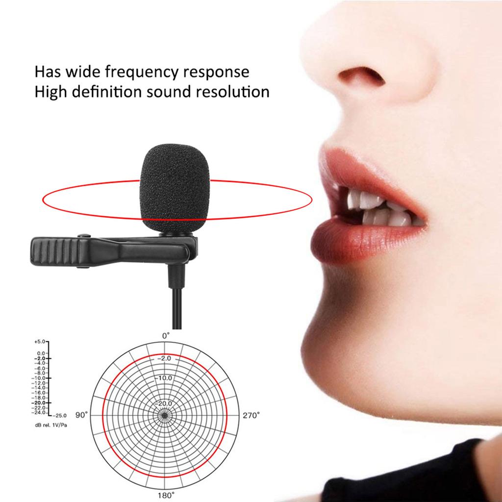 1.5m Portable Lavalier Interview Microphone Phone Live Professional Recording Collar Clip