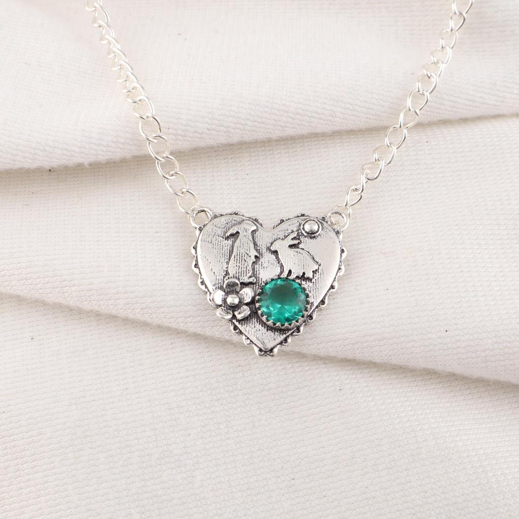 Bijuterii Pandantiv Piatră Prețioasă Smarald Verde, Pandantiv Superb din Argint Făcut Manual, Bijuterii din Argint Sterling 925 Pentru Cadou de Nuntă