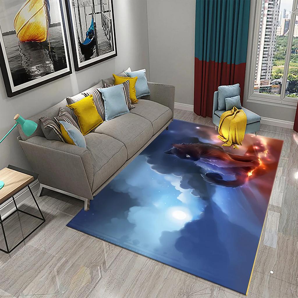 3D Cartoon Niedliche Katze Teppich für Wohnzimmer Badezimmer Kinderzimmer Dekoration Kinder Spielen Krabbeln Weich Rutschfest Bodenmatte Geschenk