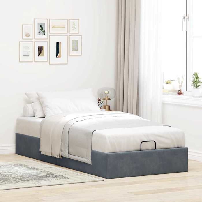 VidaXL Cadre de lit ottoman sans matelas gris foncé 90x190 cm velours, cadre de lit, cadre de lit ottoman, cadre de lit avec 3310932