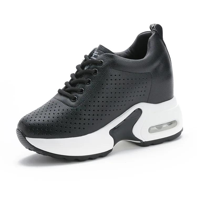 Fashion Classics 8CM Platform Wedge Heels Shoes Genuine Leather Breathable Soft Heel Comfortable Shoes Casual Sneakers Platform Summer