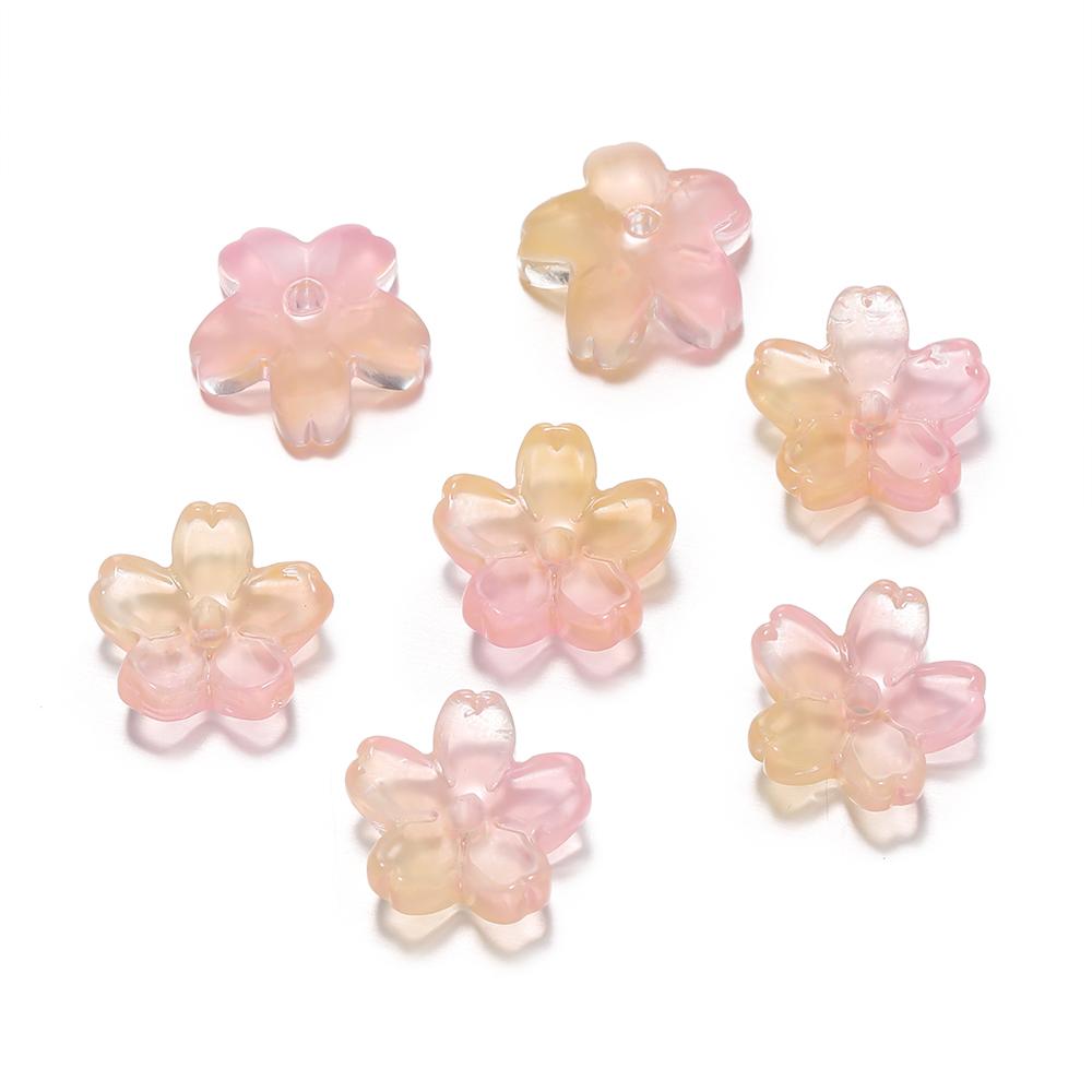 10Pcs/lot Glass Gradient Beads Cherry Blossom Scattered Beads Handcrafted DIY Production Jewelry Craft  Bracelet Accessories