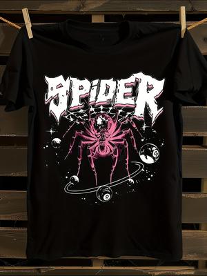 S Gothic Spinne und SPIDER Buchstabendruck T-Shirt
