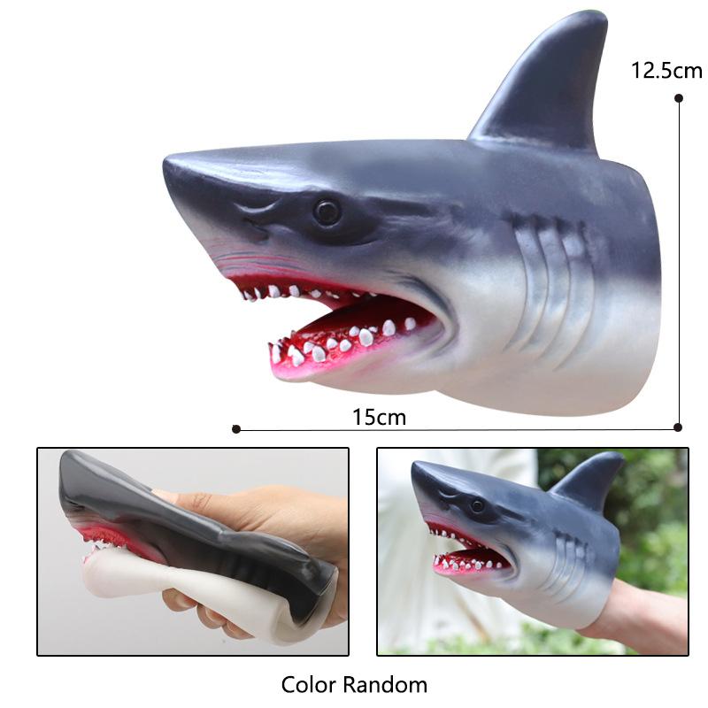 Soft Hand Puppets Dinosaur Head Model Toy Role Play Pet Cat Dog Teasing Toy Tyrannosaurus Rex Shark Animal Cosplay Toy Kids Gift