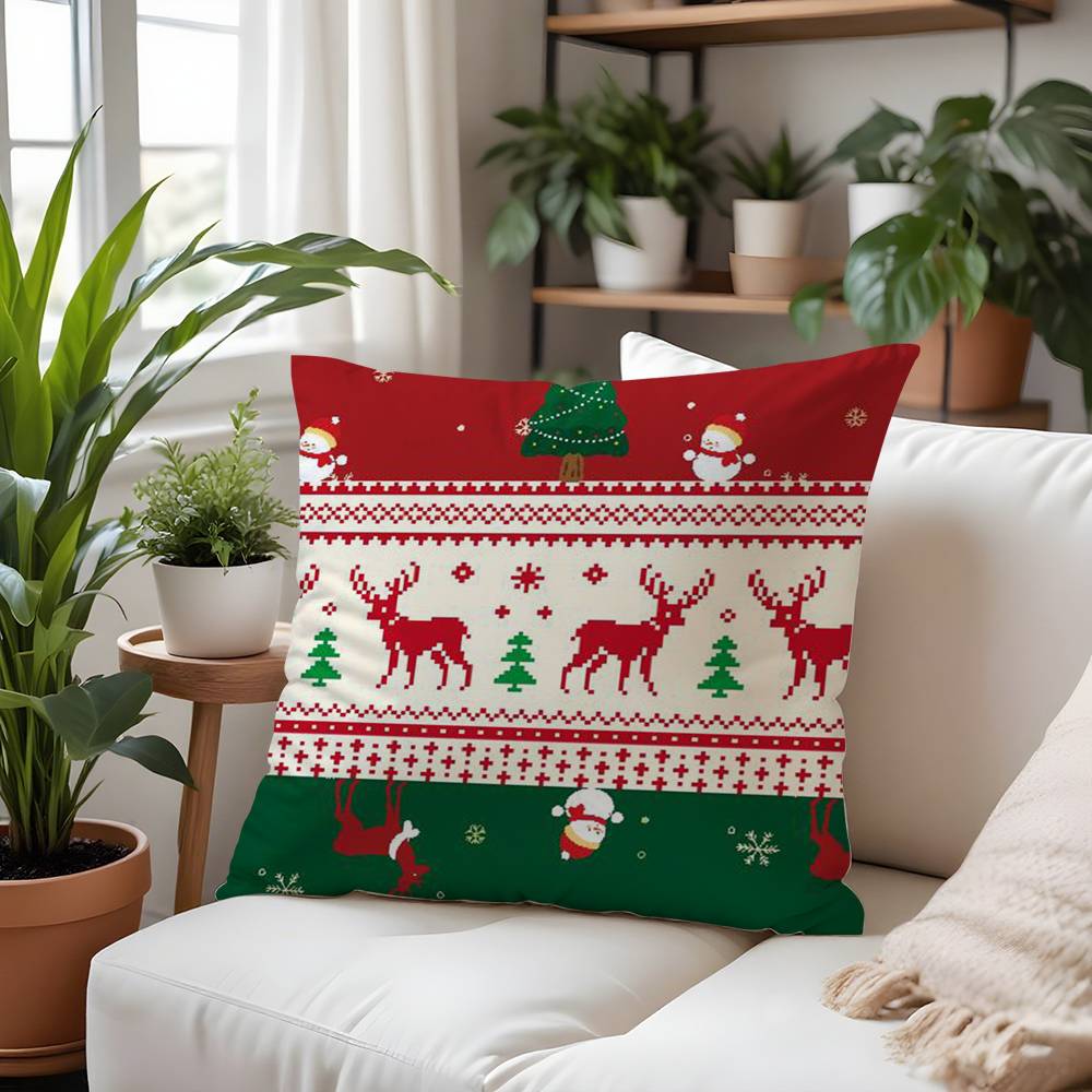 Merry Christmas Red Art Pillow Case  Plush Fabric Soft  Pillowcase Double Sided Print Cushion Cover Household Gifts