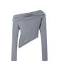 PLEASENOFOLLOW Bree Unbal Shirring Long Sleeve Top (Melange Charcoal)