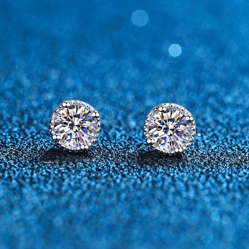 D Color 0.6ct Moissanite Stud Earrings 4mm VVS Clarity Diamond Stud Earrings For Women Men Sterling Silver Solid Ear Studs Fine Jewelry