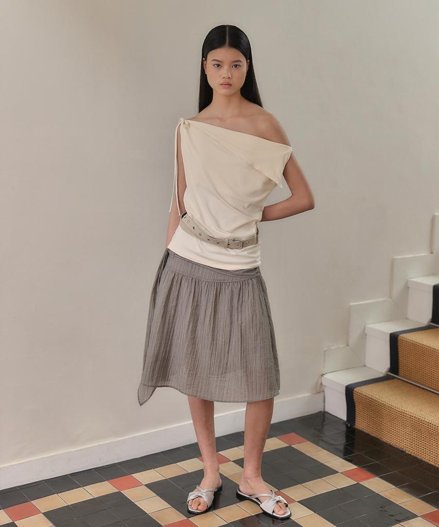 Auro Summer Stripe Midi Skirt [ Brown ]