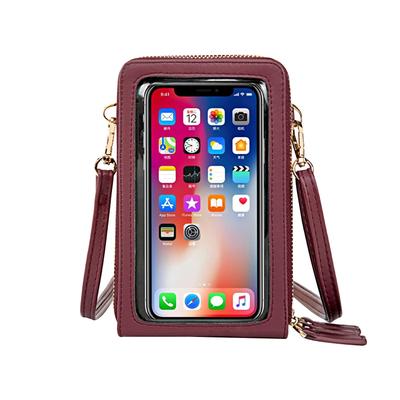 Pochette pour smartphone pour femme Miskely, Sac à bandoulière avec emplacements pour cartes, Porte-monnaie et Pochette pour téléphone portable pour un accès facile (Vin rouge)