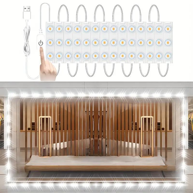 USB 5V LED Vanity Mirror Light - Waterproof, Self-Adhesive, Punch-Free Makeup Light for Bathroom