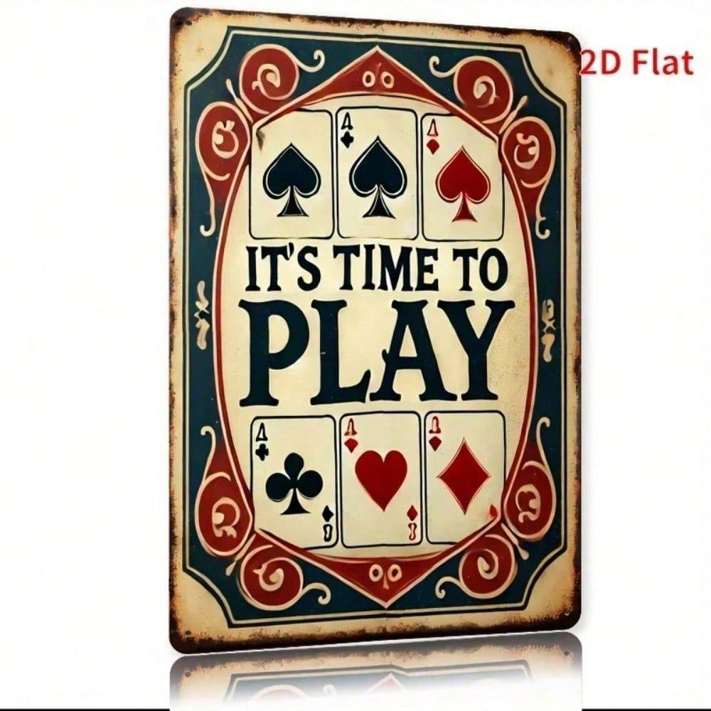 Metal Wall Art Vintage Shovel Sign IT s TIME to PLAY, Game Room Decor