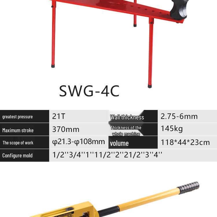 Electric Hydraulic Pipe Bending Machine for 1-4 inch Seamless, Galvanized, Steel & Split Pipes (Manual SWG)
