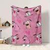 1Pc Pink Dogs Heart Flannel Blanket, Soft And Comfortable, Casual Warm, Camping Travel, Christmas, Halloween Xmas Gift N1345