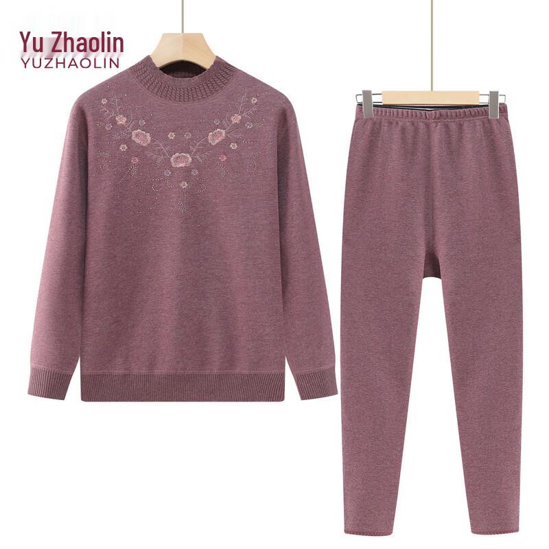 YUZHAOLIN Women's Plus Size Thickened Fleece Thermal Set for Seniors