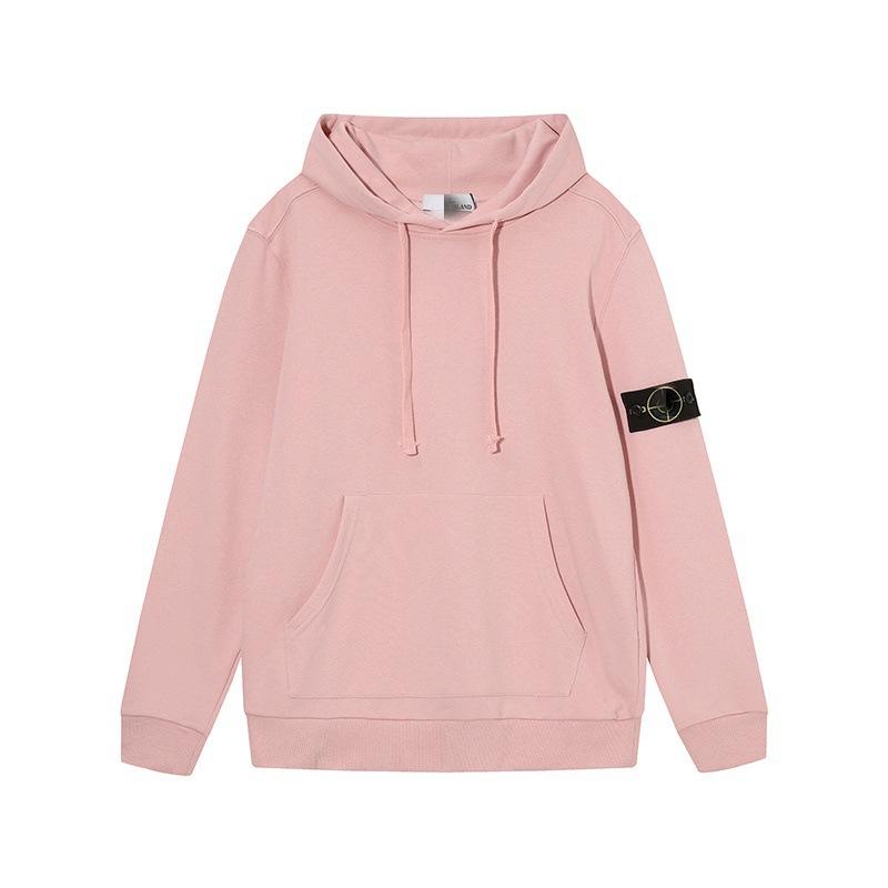 STON Basic Solid Color Compass Patch Fleece Hoodie Long Sleeve Pullover Sweatshirt for Men Women