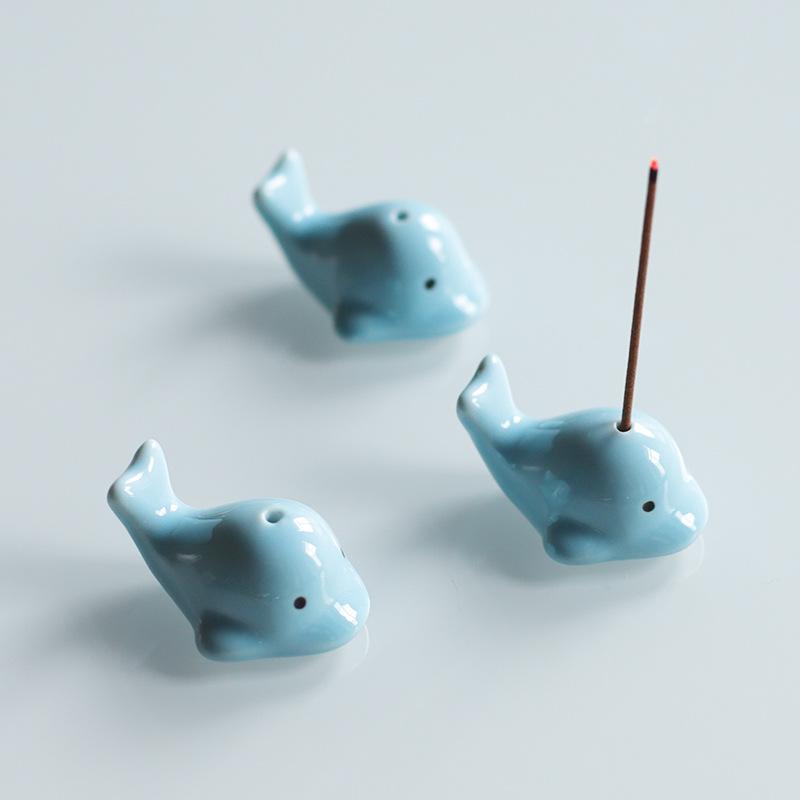 Creative Ceramic Cute Dolphin Incense Burner Animal Incense Holder Home Simple Agarwood Incense Stick