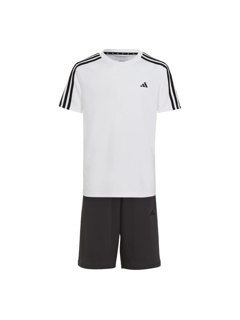 Adidas Train Essentials Aero Lady Regular Fit Training Gray Size 140 Kids' 3-Stripes Set, ECM35, Top White/Black, Bottom Six/Black (HS1608),