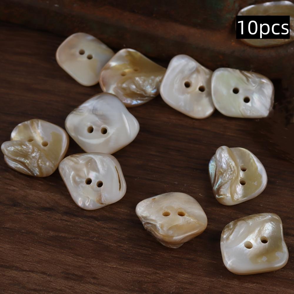 10pcs/set Irregular Shape Natural Shell Buttons with Two Holes for DIY, Clothing Accessories, Etc