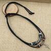 Ethnic Jewelry Leather Tribal Necklace with Crucifix Pendant for Women Men Gift