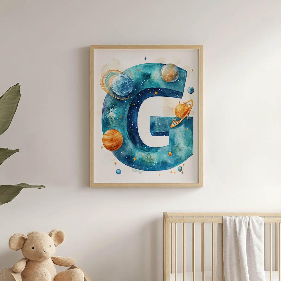 Litera "G" W Kosmosie - Plakat Dekoracyjny Litera "G" W Kosmosie - Plakat Dekoracyjny, 40X50 Cm, Bez Ramy, Papier Matowy 230 Gsm