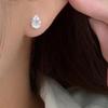 Teardrop Shape Mixed Round and Baguette Stone Halo Stud Earrings Two Tone Option Women Ear Jewelry