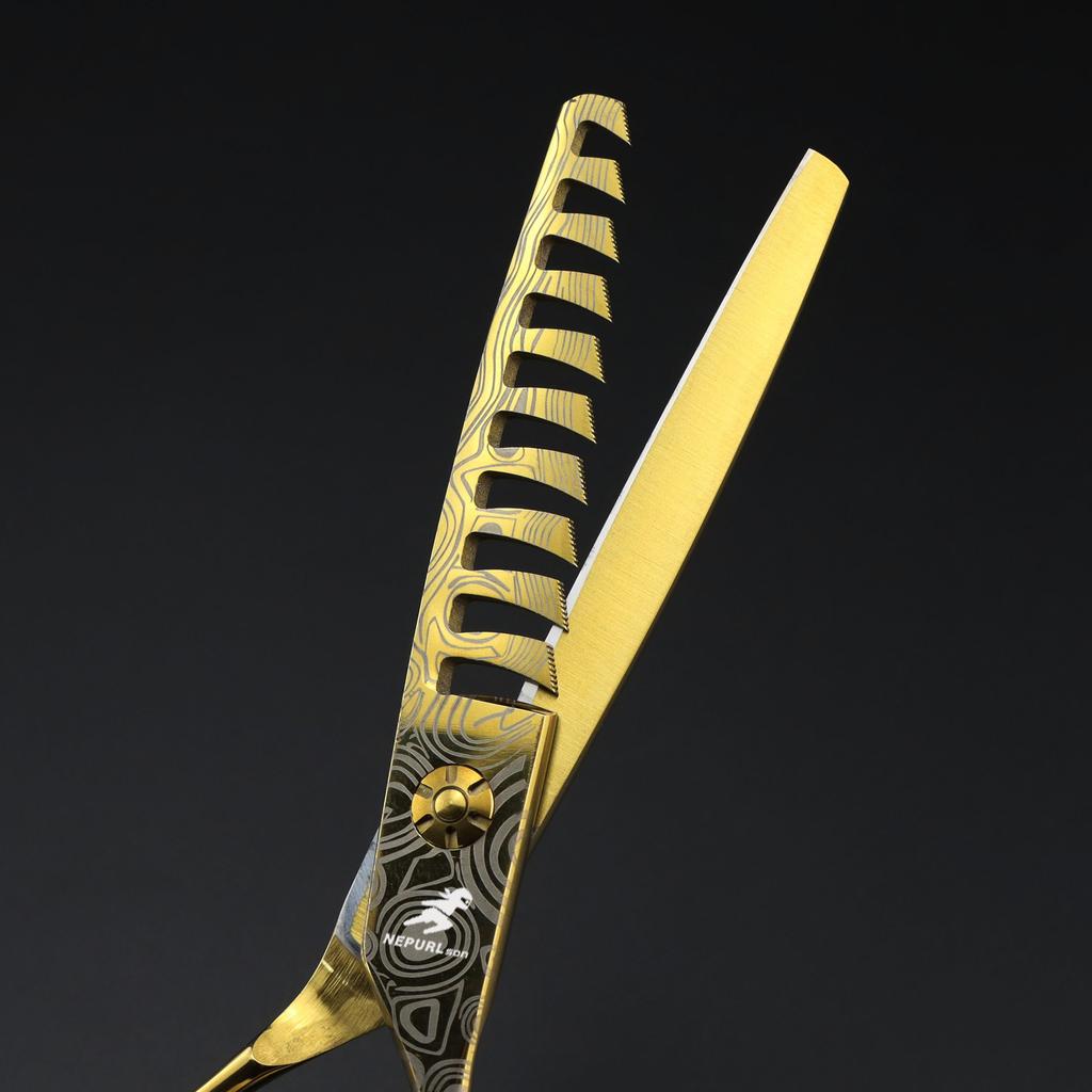 6.0 Inch Gold Pattern Flat Cut Tooth Scissors Hair Scissors Hair Scissors