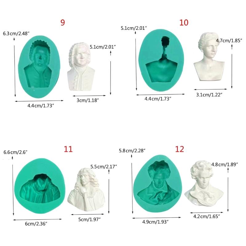 3D Portrait Sculpture Silicone Flexible Food Safe Mould Clay Resin Ceramics Candy Fondant Candy Chocolate Soap Mould