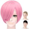 CaseEden Cosplay Wig, Premium, Smooth Short Bob, Light Pink, WIG6110