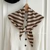 Triangular Scarf  Headscarf Knitted Striped Scarf  Women's Multi Functional Small Scarf