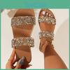 Rhinestone Heel Summer Flat Womens Slipper Open Toe Shoes Beach Slipper Outdoor And Casual Sandals