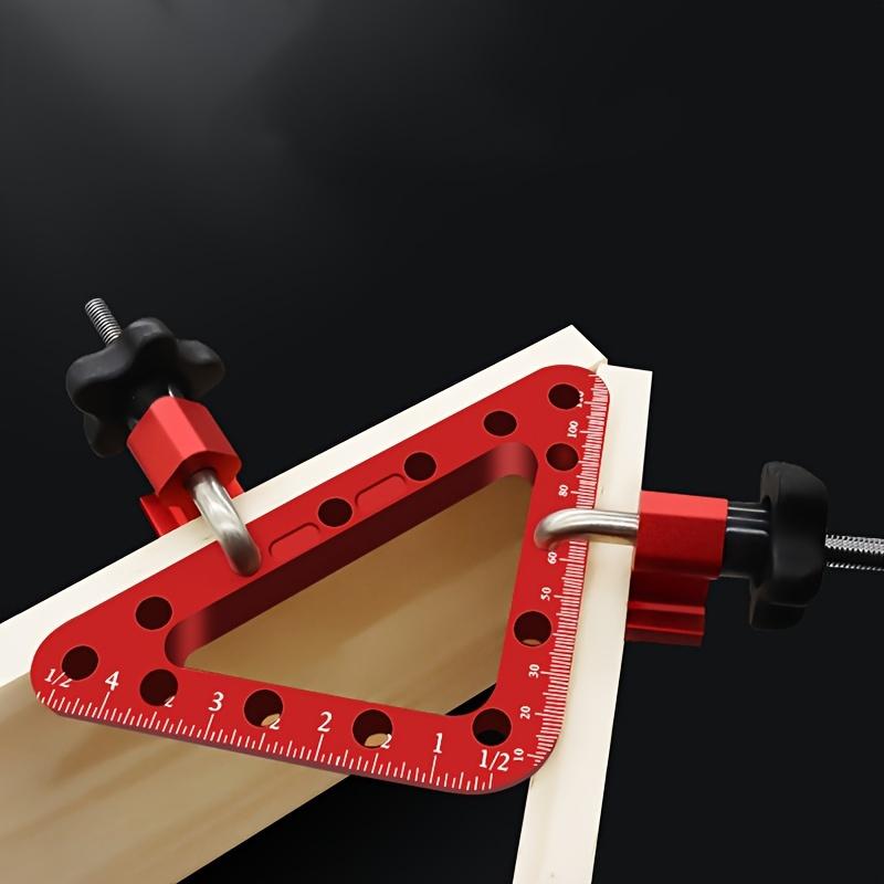 1Set Aluminum Alloy 45/90 - Degree Triangle Ruler with 2 Clamps - Woodworking Panel - Joining Positioning Tool, Installation Fixing Clip Square