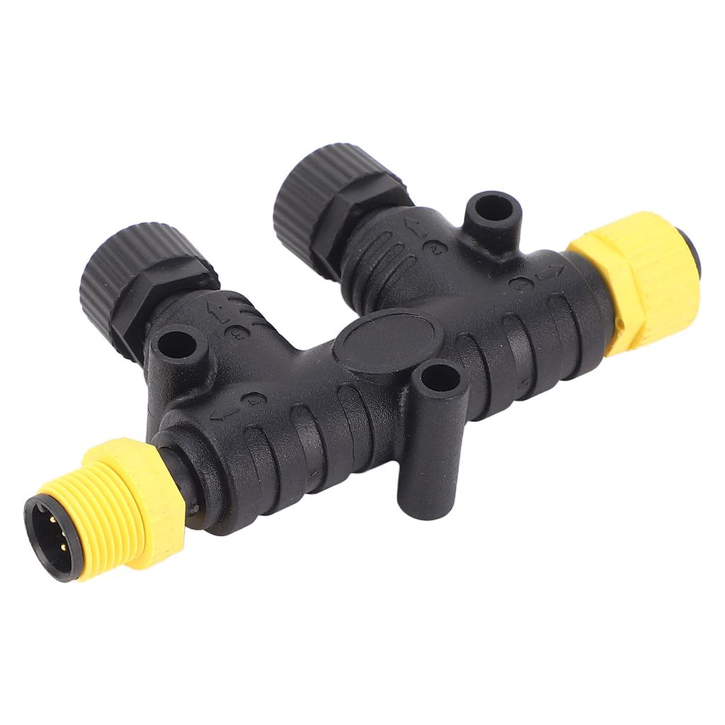 For NMEA 2000 2 Ports T Connectors IP67 Water Resistant Metal Nut M12 5 Pin Backbone Drop Cable Tee Connector for
