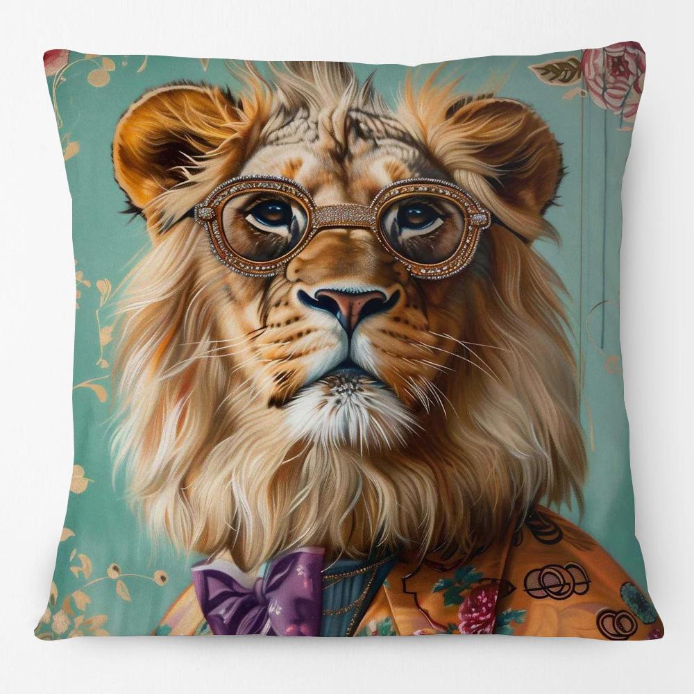 Fashion Chic Floral Animals Posters Cushion Cover Tiger Leopard Highland Cow Cockatoo Cat Dog Print Pillow Case