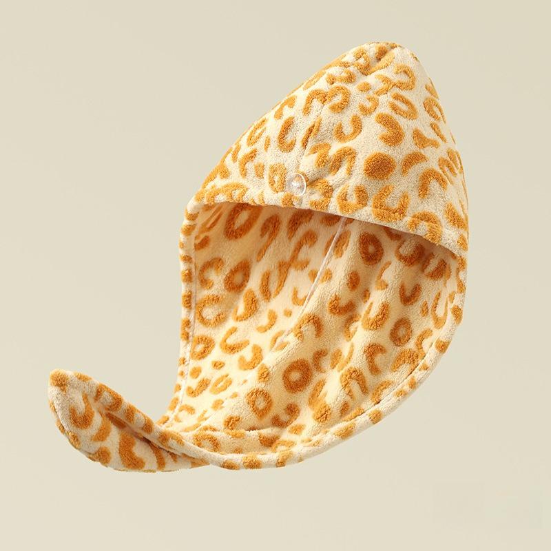 

Премиальная женская шапочка для сушки волос Супервпитывающая Быстросохнущая Утолщенная Жаккардовая Леопардовый принт Двухслойная Обёртывание для душа Мягкая
