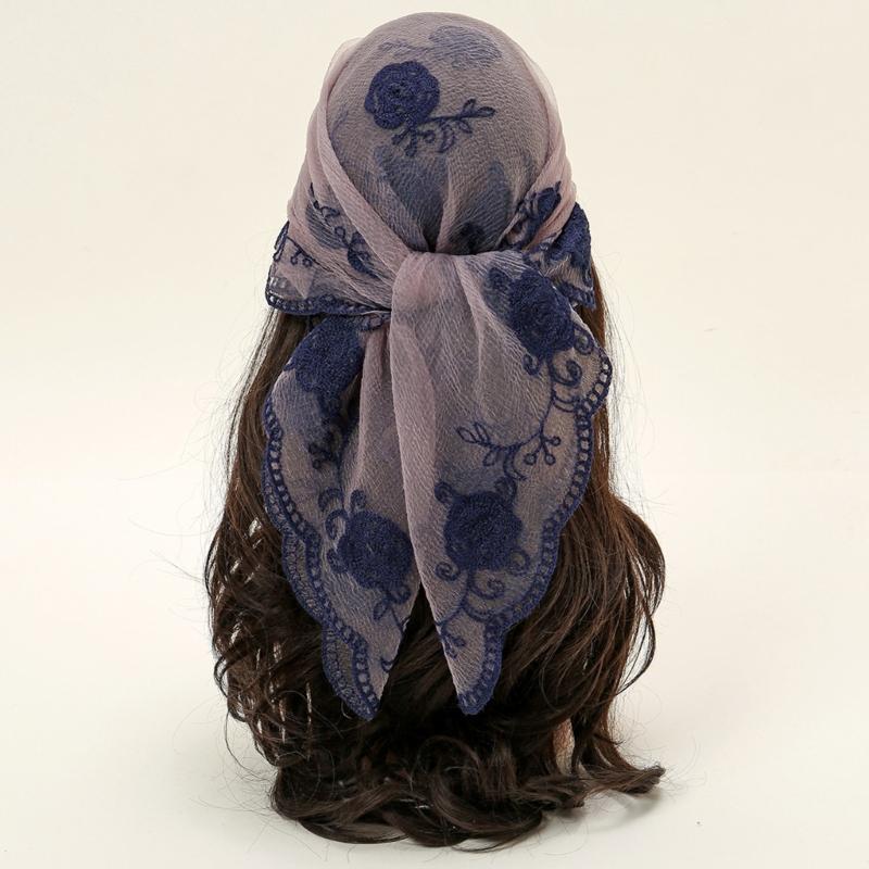Elegant Women's Flower Embroidery Head Scarf Soft Multi Functional As Headscarf Or Decorative Accessory For Any Occasion
