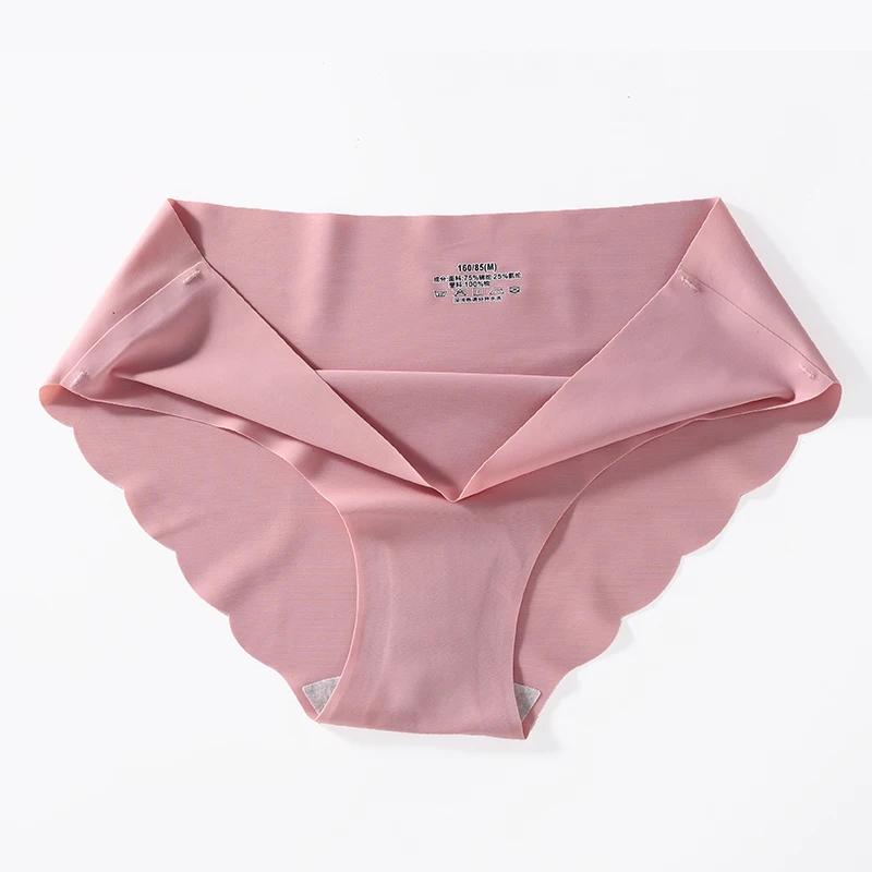 Set Seamless Silk Briefs Sexy Panties For Women Mid Waist Comfortable Girl Silk Panty Female Underpants Woman Lingerie M-Xl