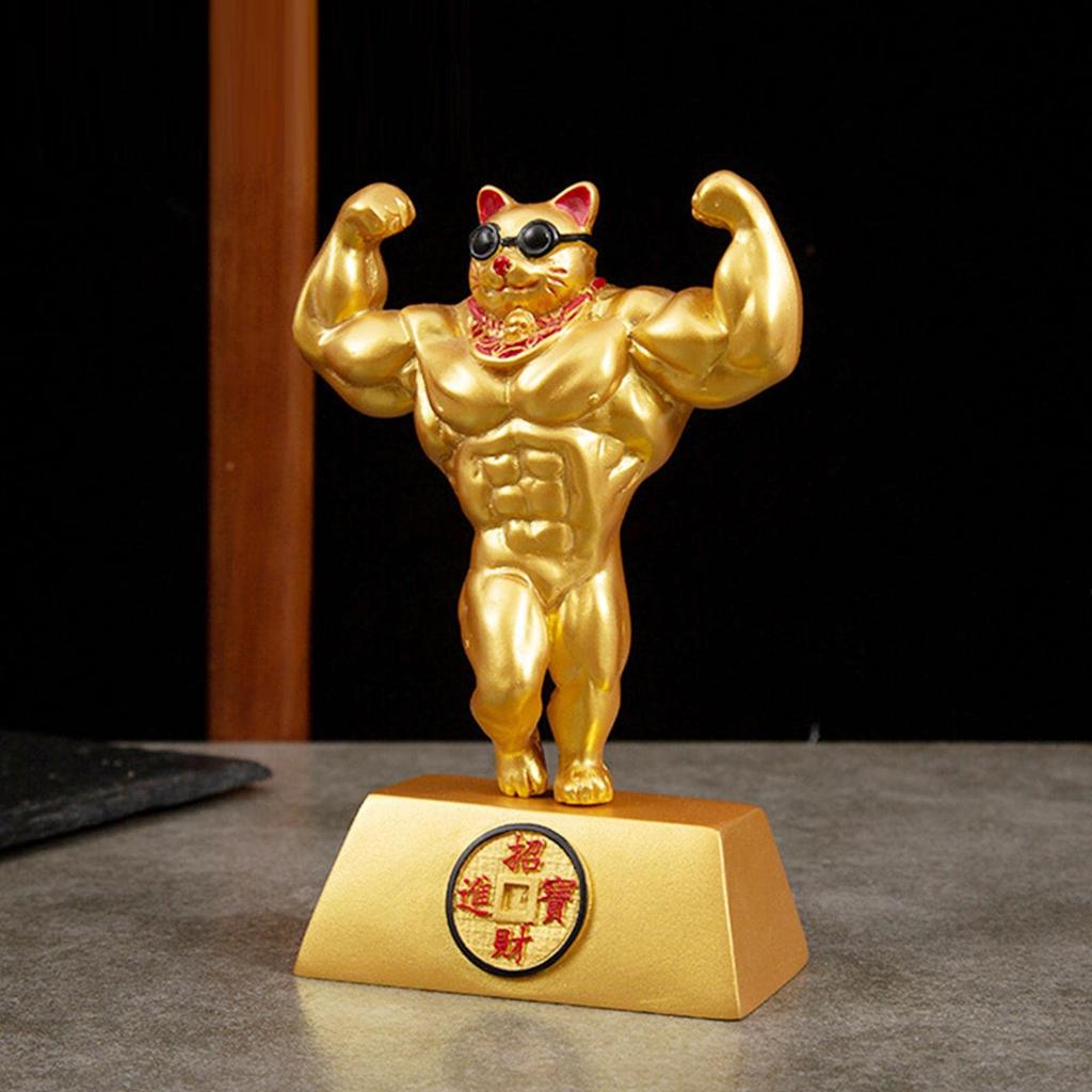 FLAMEER Lucky Cat Muscle Ornament Lucky Cat Good Luck Financial Luck Opening Celebration Business Success Store Gift Gift Shop Opening Decoration
