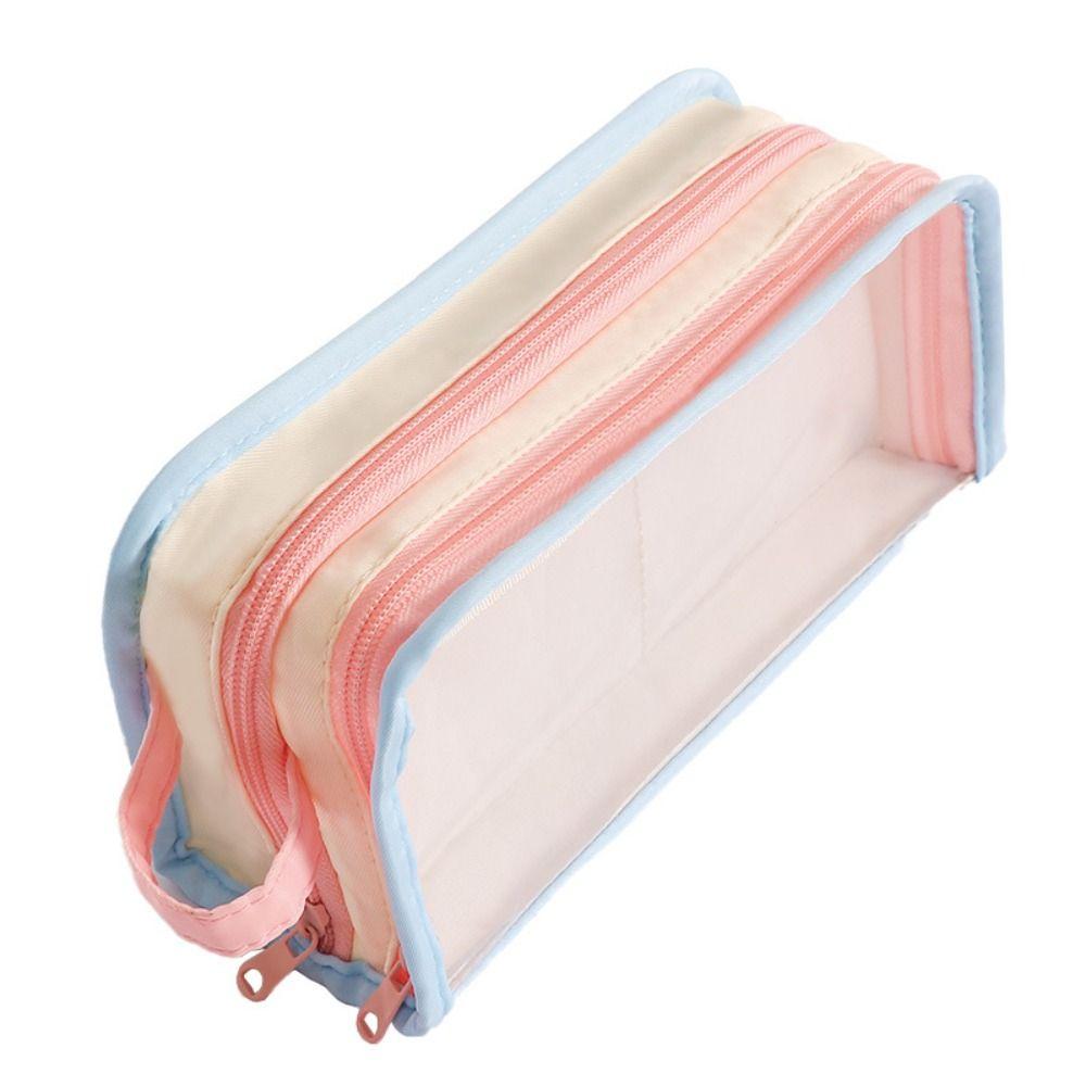 Multilayer Korean Style Pencil Case Transparent Display Ins Pencil Pouch Office
