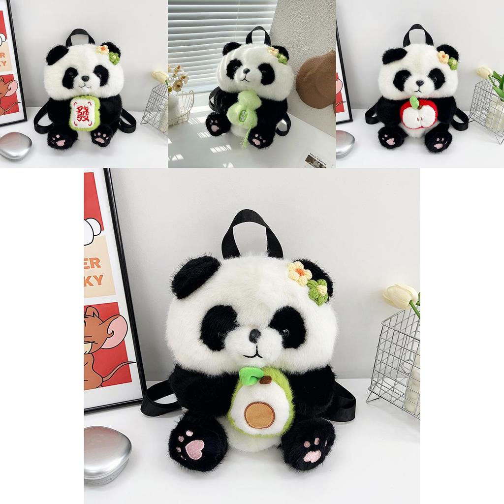 Cartoon Cute Panda Plush Backpack For Kids With Storage And Adjustable Straps