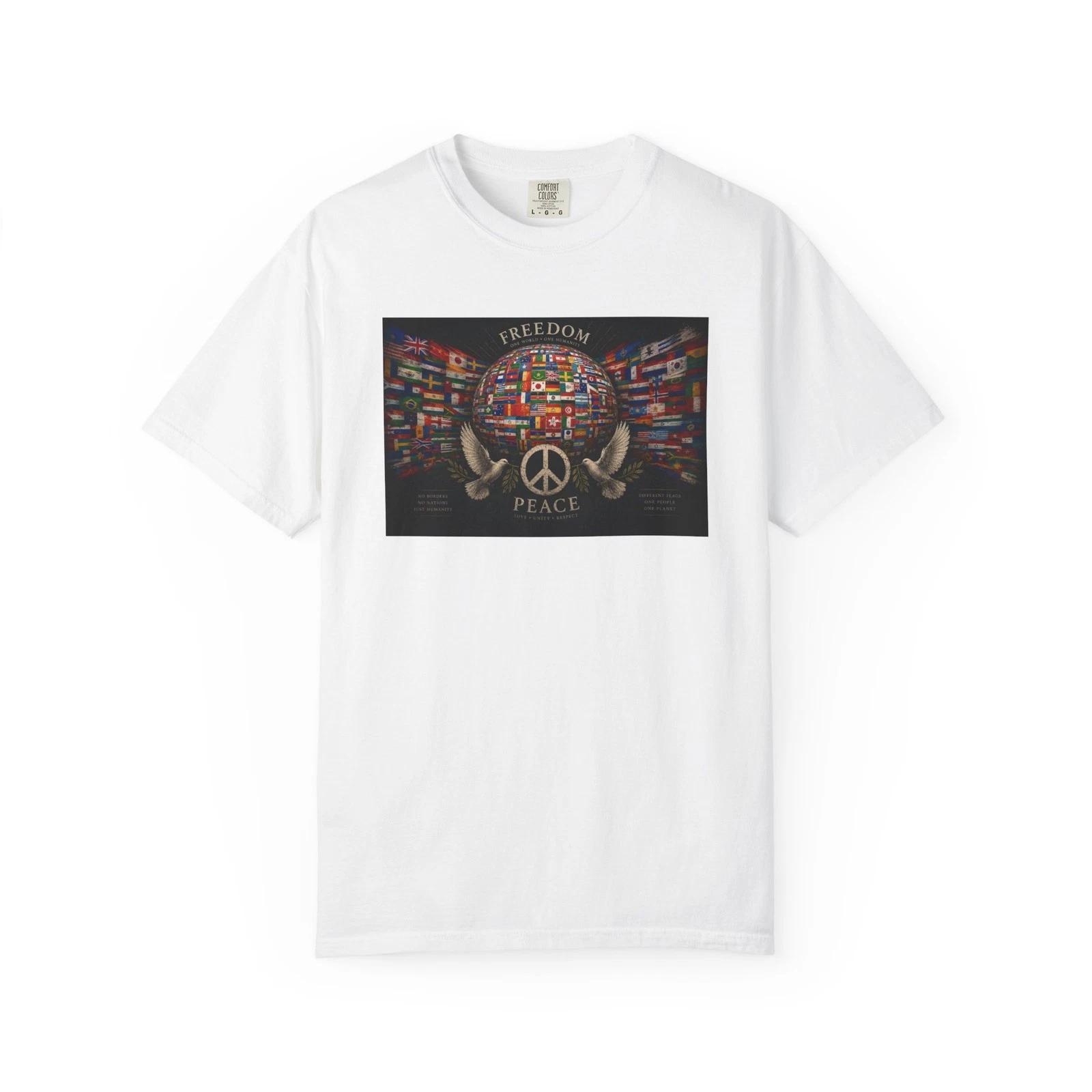 World Flags Peace Globe T-T-Shirt | Freedom Peace Graphic L