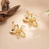 SHIXIN Punk 1 Pair Gold Color Flower Metal Stud Earrings for Women Vintage Geometrical Irregular Piercing Earring Party Jewelry