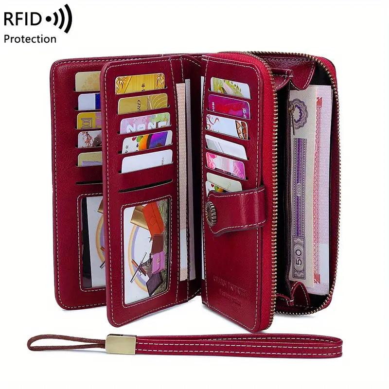 RFID Anti-theft Brush Wallet Long Zipper Women's Wallet European and American Large-capacity Hand-held ID Bag