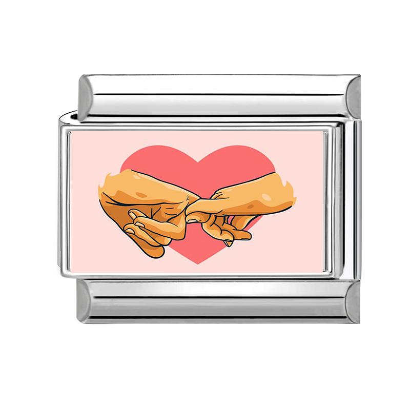 New Romantic Valentine's Love Series Pink Heart Italian Charm Links Fit 9mm Stainless Steel Bracelet DIY Making Jewelry Gift
