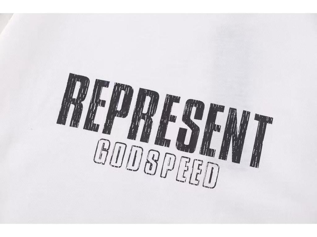REPRESENT REP Letter Angel Print Vintage Washed Distressed Loose Short Sleeve T-Shirt for Men and Women