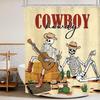 Vintage Western Schädel Gitarre Duschvorhang Lustiger Skelett Cowboy Howdy Gotisch Wilde Natur Wüste Duschvorhang Badezimmer Dekor